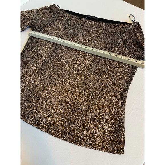 M&S Collection Women’s Copper Glitter Glam Bell Sleeve Boat Neck Drape Neck Lg - Picture 9 of 12